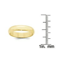 Primal Gold Karat Yellow Gold Pola okruglog vjenčanog pojasa veličine 6.5