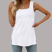 Ženska modna tiskana okrugla izrez Udobna labava majica bez rukava bez rukava Ležerne prilike Bijeli XXL