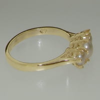 British napravio 14k žuti zlatni kultivirani Pearl Womens Remise Ring - Opcije veličine - Veličina 10.75