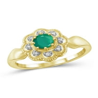 JewelersClub Smaragdni Prsten Birthstone Nakit-0. Karatni smaragdni 14k pozlaćeni srebrni prsten nakit sa bijelim dijamantskim naglaskom-prstenovi od dragog kamenja sa hipoalergenom 14k pozlaćenom srebrnom trakom