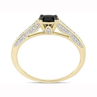 Carat T.W. Crni i bijeli dijamant 14KT Žuti zlatni zaručnički prsten