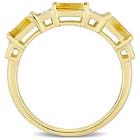 Miabella ženska karata citrina i bijela Topaz 10KT Žuti zlatni polu-vječni godišnjički prsten