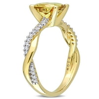 Carat t.g.w. Citrine i Carat T.W. Dijamantna 14KT Žuta zlato crossover zaručnički prsten