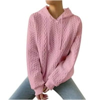 Ženska udobna dukserica štednja jednobojne duge rukave duksevi za potezanje padaju pulover Plus veličina lagana Casual labava Moda Y2K Odjeća Pink L