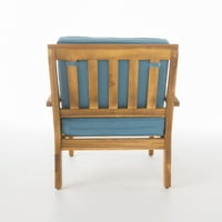 Aletta vanjske stolice od bagremovog drveta sa jastucima, Set od 4, Tikovina, plava