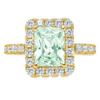 Smanjeni reznica 3.84ct - pasijans sa akcentima - simulirani zeleni dijamant - 18K žuto zlato - angažovački prsten