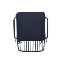 Lovelee Vanjska moderna gvozdena klupska stolica sa jastukom, Set od 2, tamnoplava