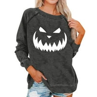 BallsFHK ženska Casual Moda Halloween Print dugi rukavi duksevi pulover Top