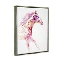 Stupell Apstraktni Ružičasti Konj Galopirajući Životinje I Insekti Slikarstvo Siva Plutač Uokvirena Umjetnost