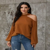 Hoksml džemperi za žene modna posada izrez labavi solid boju ženski džemperi dugi rukavi duks pulover
